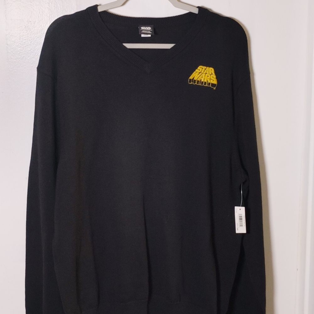 Star Wars Universe Mens XL Black Graphic Logo Classic 100% Cotton Preppy Sweater